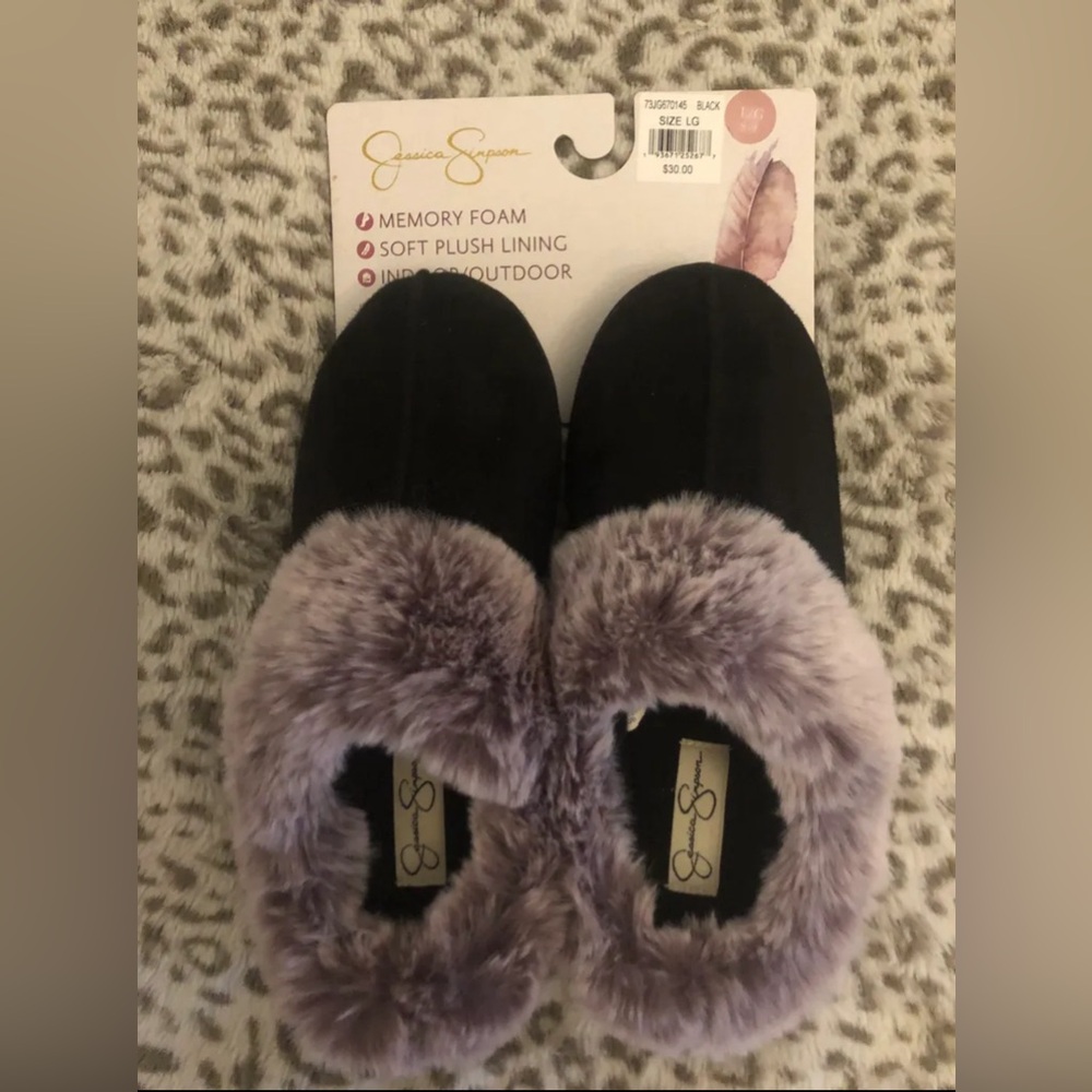 Jessica Simpson Indoor/outdoor Mule
Slipper Black & Gray & Fur Size Large 8-9 - Picture 1 of 5